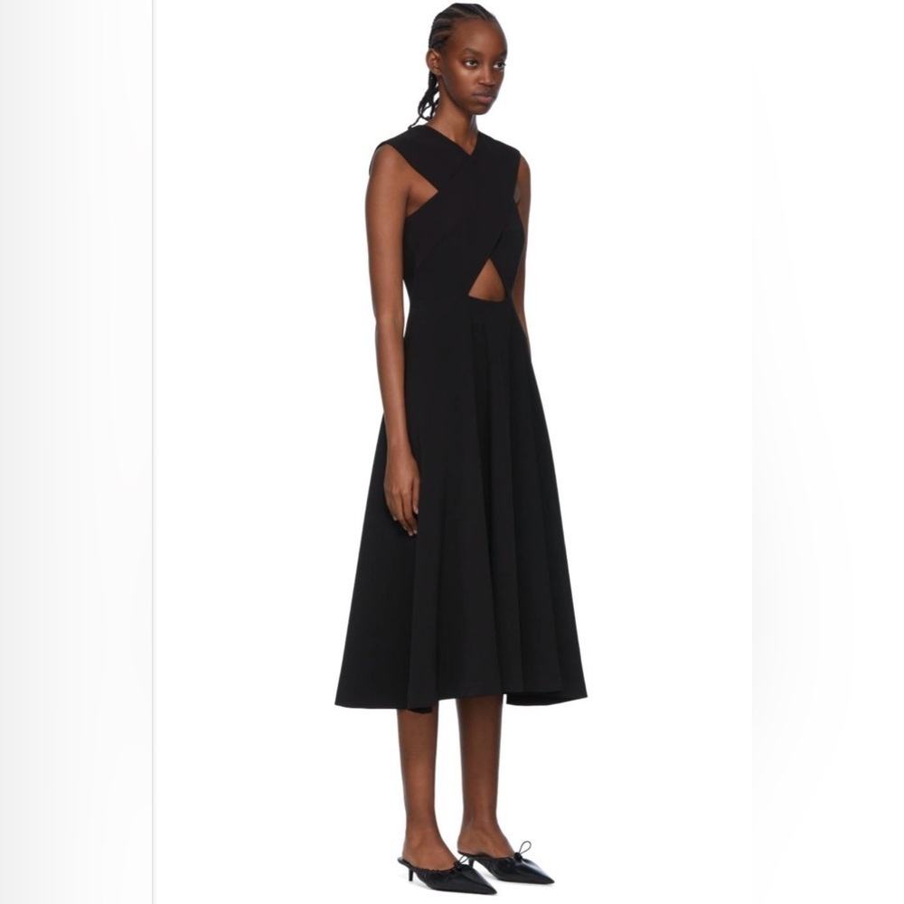 Rosetta Getty Black Sleeveless Midi Dress with Front Cutout - Picture 2 of 11